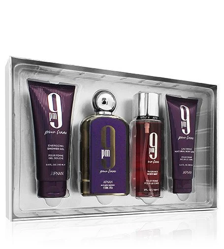 9pm Pour Femme ajándékszett 100 ml + tusfürdő 100 ml + testápoló tej 100 ml + testpermet parfümvíz nőknek