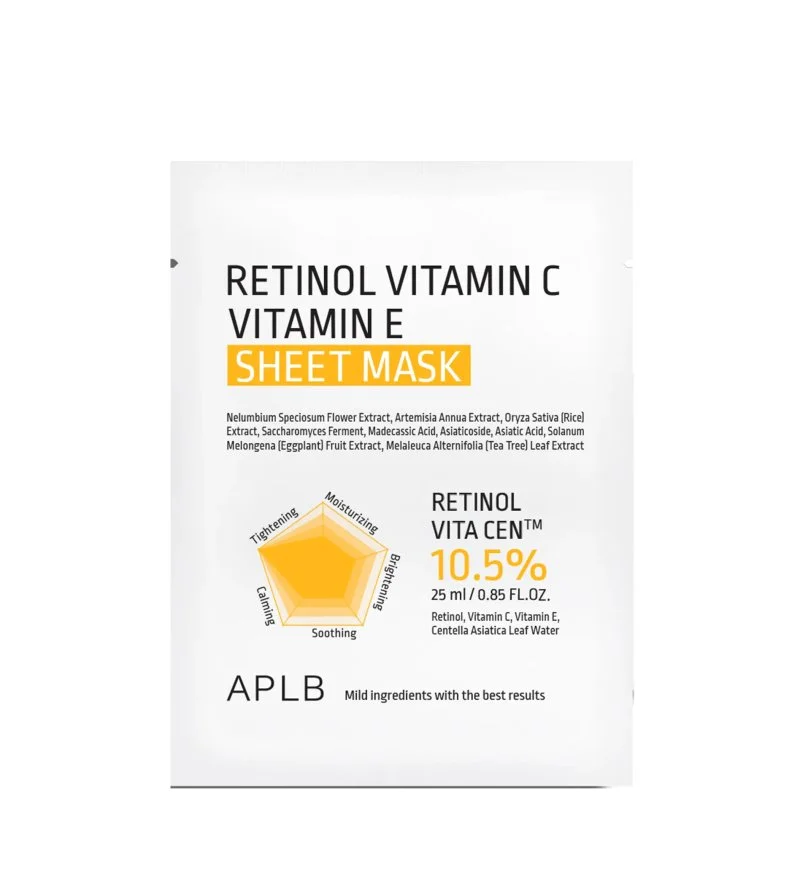 Retinol, C-vitamin, E-vitamin öregedésgátló, hidratáló fátyolmaszk 25 ml