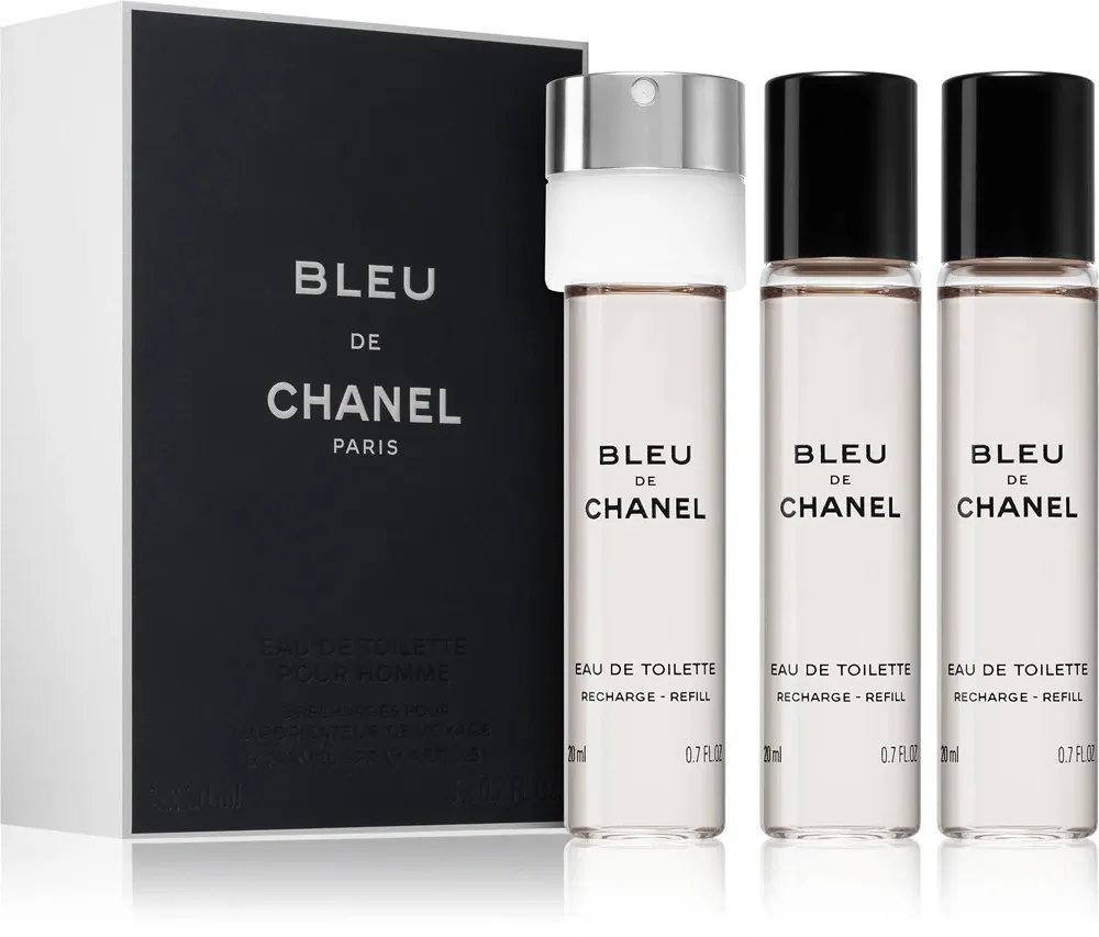 Bleu de Chanel EDT utántöltő 2 x 20 ml + EDT utántöltő szórófejjel 20 ml Férfiaknak 60 ml