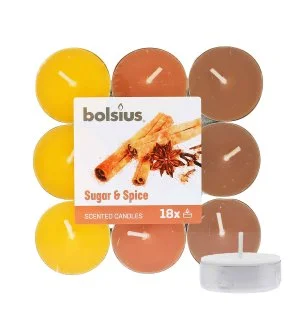 Bolsius Scented Tealights Sugar & Spice 4 órás teamécses 18 db