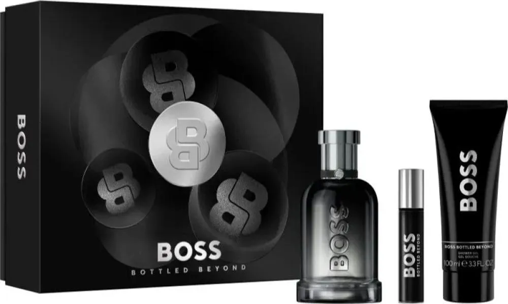 Boss Boss Bottled Beyond 100 ml + EDP mini 10 ml + zuhanygél 100 ml eau de parfum férfiaknak