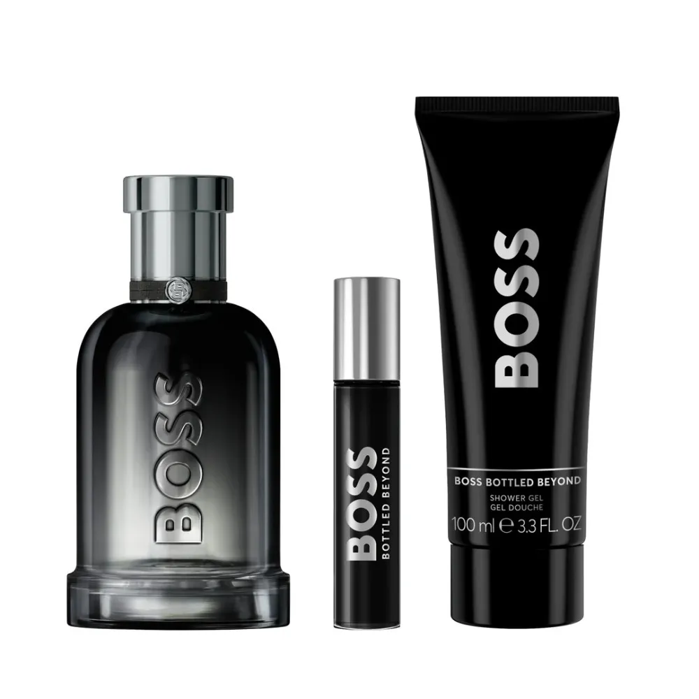 Boss Boss Bottled Beyond 100 ml + EDP mini 10 ml + zuhanygél 100 ml eau de parfum férfiaknak