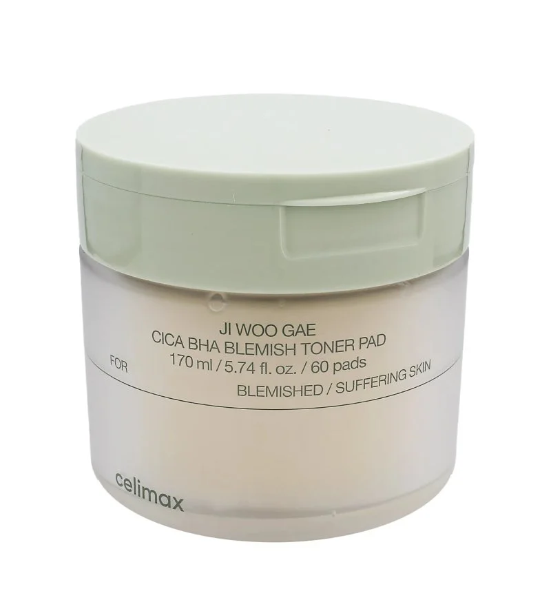 Ji Woo Gae Cica BHA Blemish Toner Pad nyugtató, hámlasztó párnácskák BHA-val, LHA-val és PHA-val 60 db