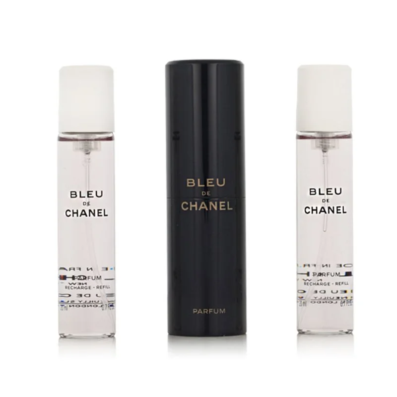 Chanel Bleu de Chanel utántölthető utazó spray 20 ml + 2 x parfüm utántöltő férfiaknak 20 ml