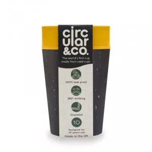 Circular Cup (227 ml) - fekete/mustársárga - eldobható papírpoharakból