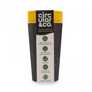Circular Cup (340 ml) - fekete/mustársárga - eldobható papírpoharakból