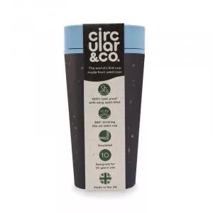 Circular Cup (340 ml) - fekete/türkizkék - eldobható papírpoharakból