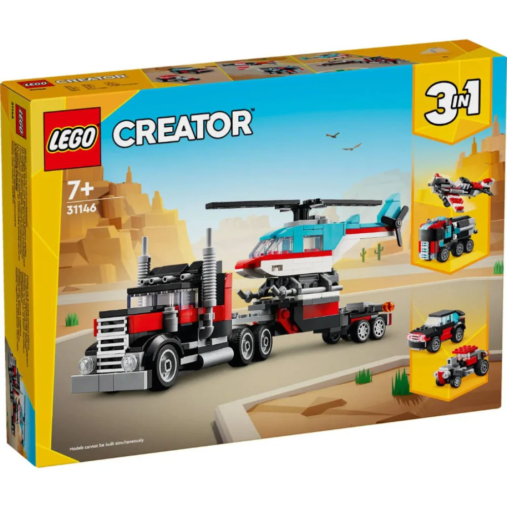 Creator 3 az 1-ben 31146 Platós teherautó és helikopter