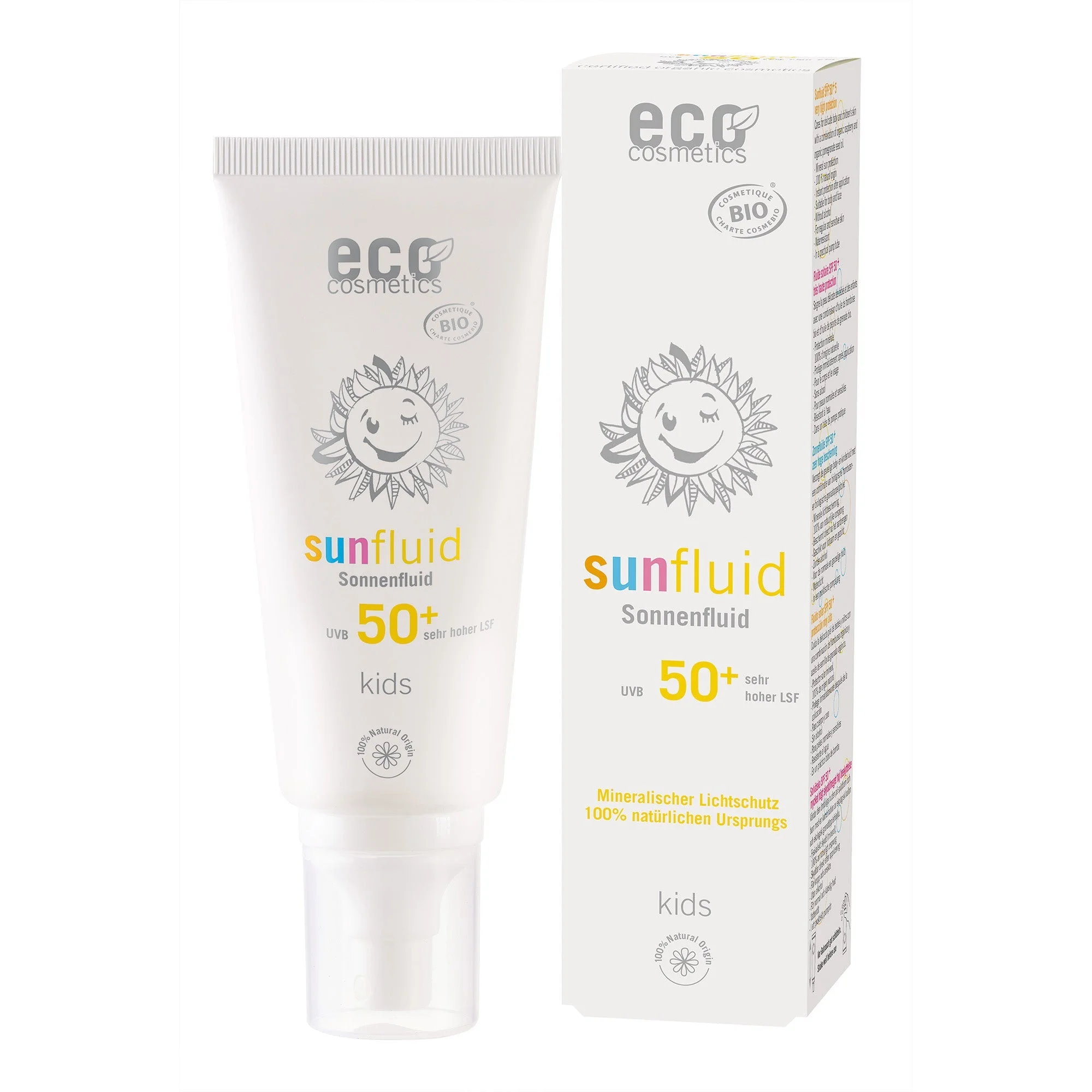 Eco Cosmetics Gyermek fényvédő fluid SPF 50+ BIO (100 ml) - természetes ásványi szűrővel
