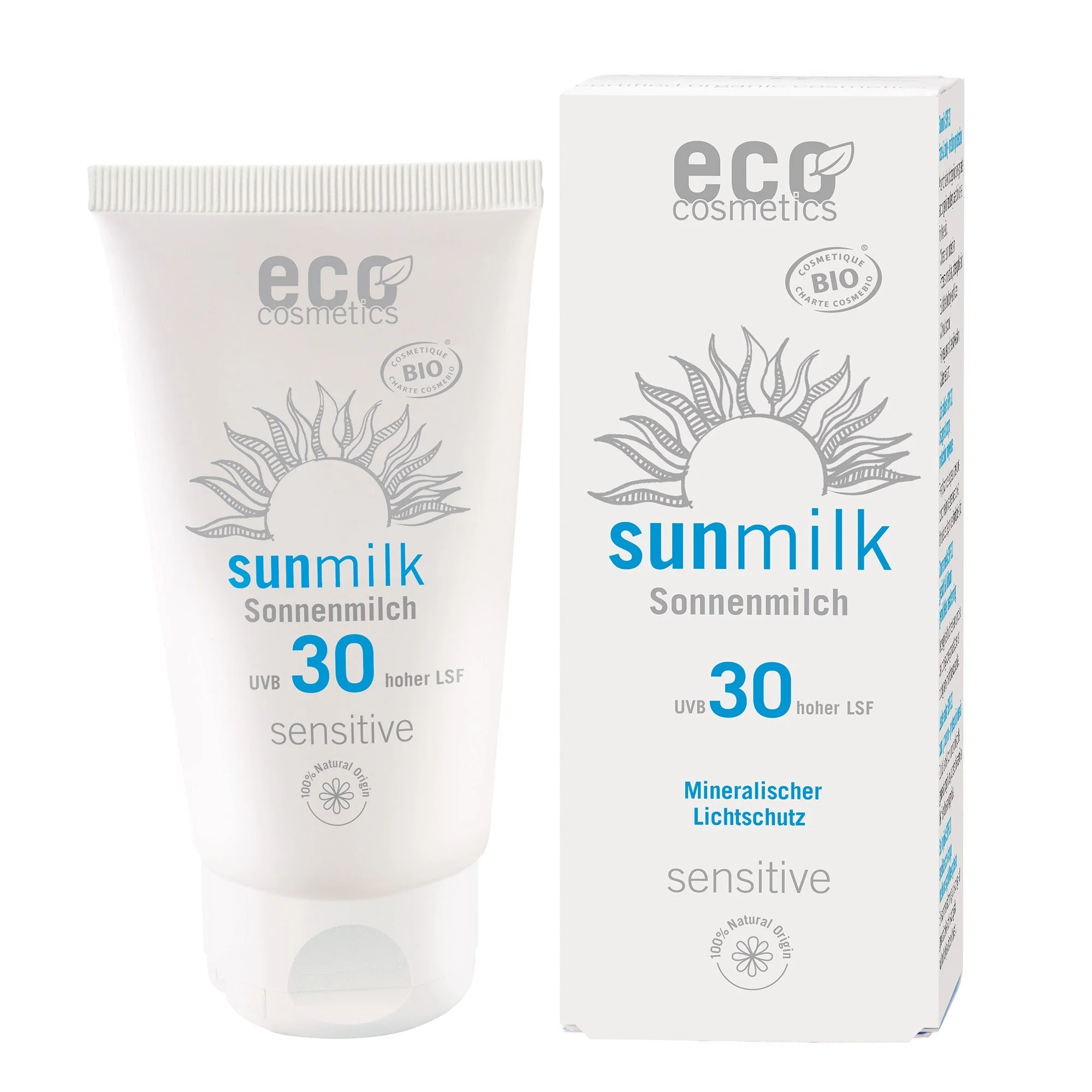Eco Cosmetics Naptej SPF 30 Sensitive BIO (75 ml) - természetes ásványi szűrőkkel
