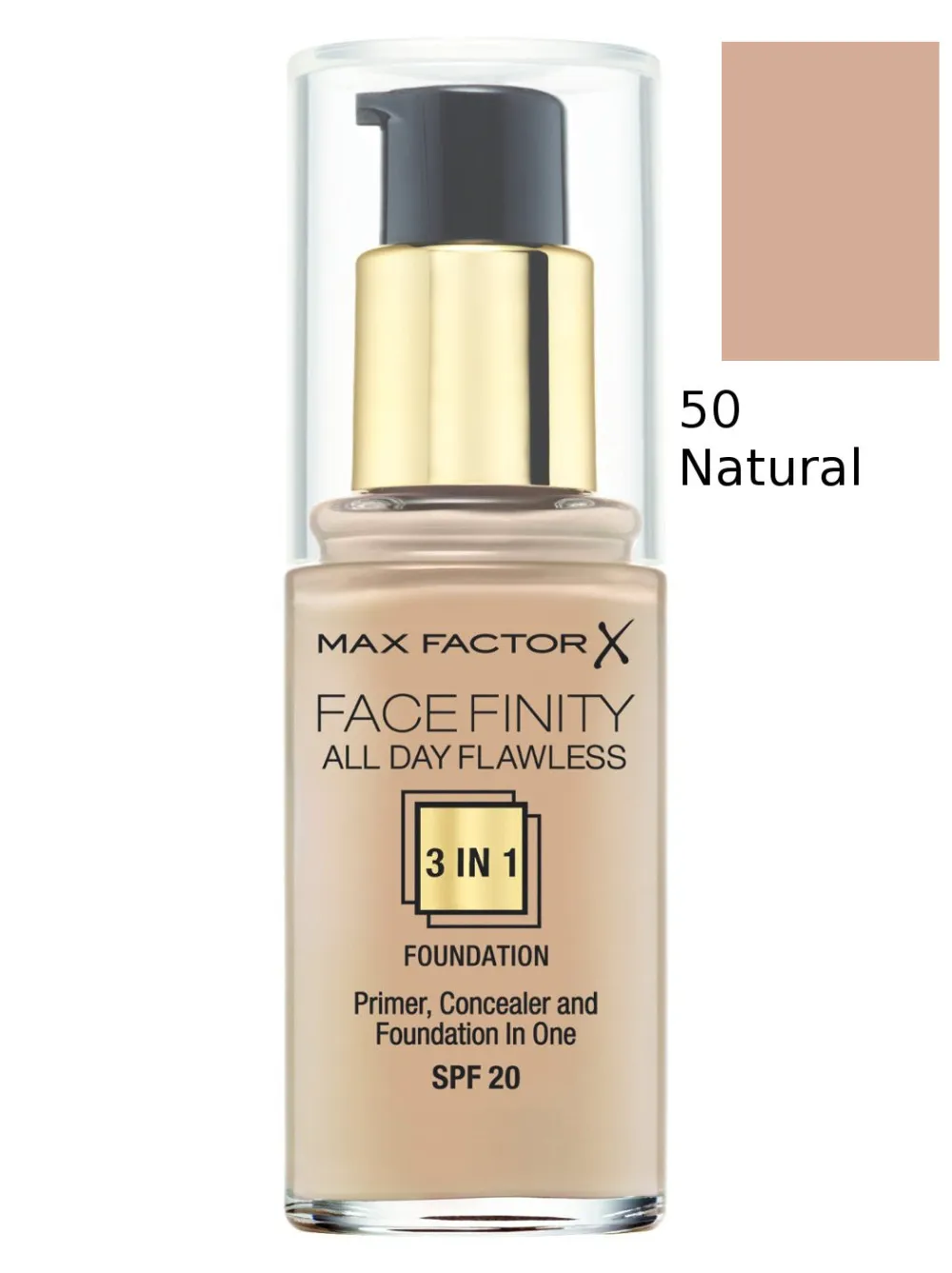 Facefinity 3 az 1-ben alapozó - 50 Natural 30 ml