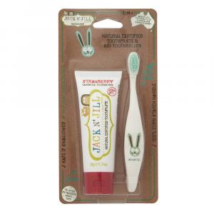 Akció készlet Gyermek fogkrém - Eper (50 g) Gyermek fogkefe Bunny - akciós készlet