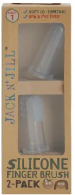 Jack n Jill Szilikon fogkefe ujjfogkefe babáknak (2db) tok - 6-12 hónapos korú gyermekek számára