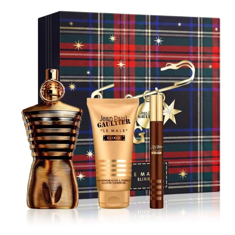 Le Male Elixir 125 ml + MINI parfüm 10 ml + SG parfüm férfiaknak 75 ml