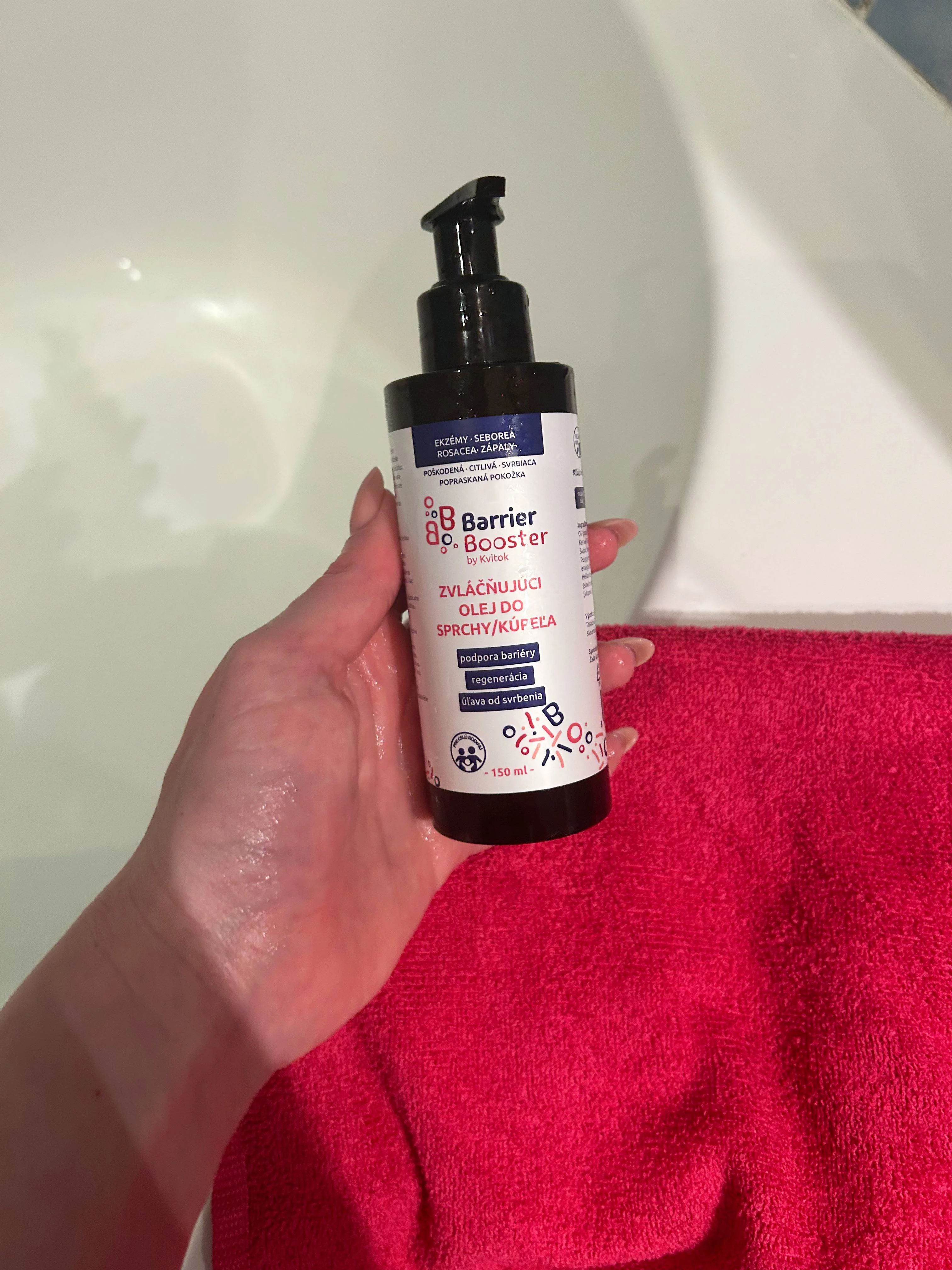 Kvitok Barrier Booster Bőrpuhító olaj zuhanyzáshoz és fürdéshez (150 ml) - selymesen puha bőrért