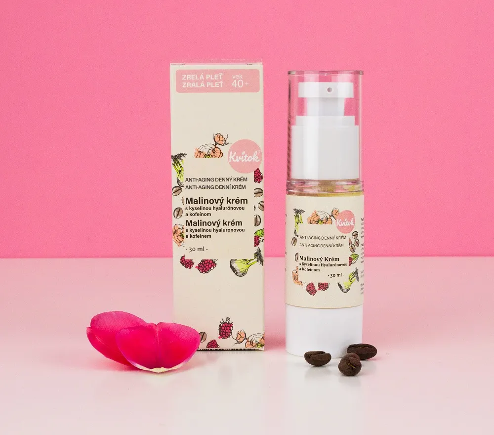 Kvitok Málna nappali krém érett bőrre 40 (30 ml) - E-vitaminnal és koffeinnel
