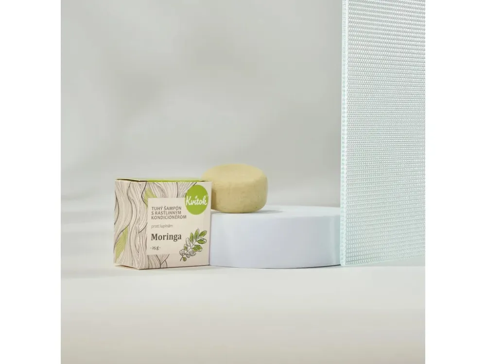 Kvitok Szilárd sampon korpásodás elleni kondicionálóval Moringa (25 g) - csillogó, korpamentes haj