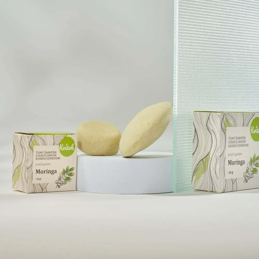 Kvitok Szilárd sampon korpásodás elleni kondicionálóval Moringa (25 g) - csillogó, korpamentes haj