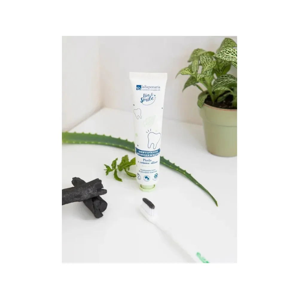 laSaponaria WonderWhite fogfehérítő fogkrém - menta és aktív szén BIO (75 ml)