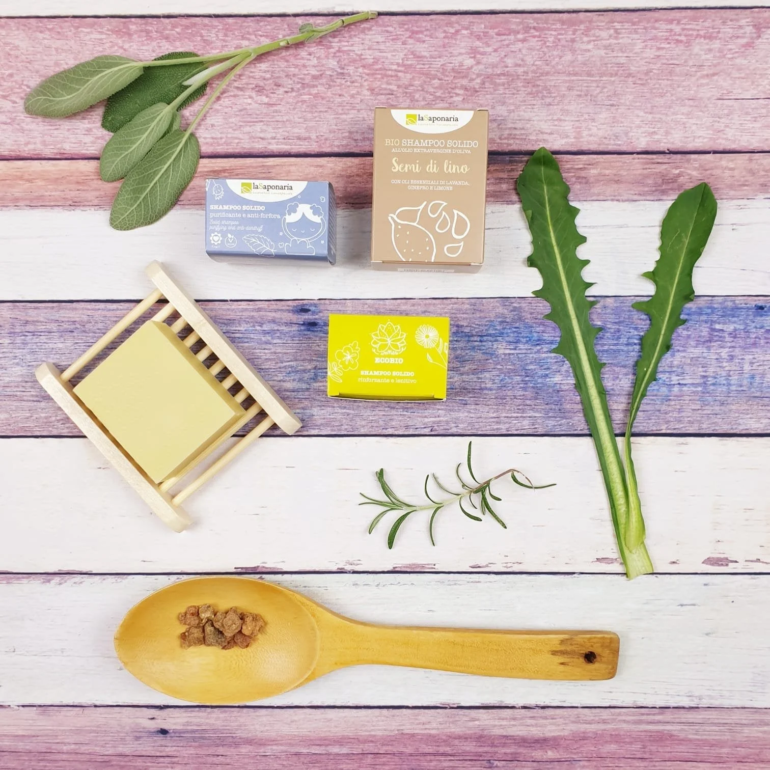 laSaponaria Szilárd test- és hajszappan 2 az 1-ben, BIO lenmagolajjal (100 g) - papírcsomagolásban