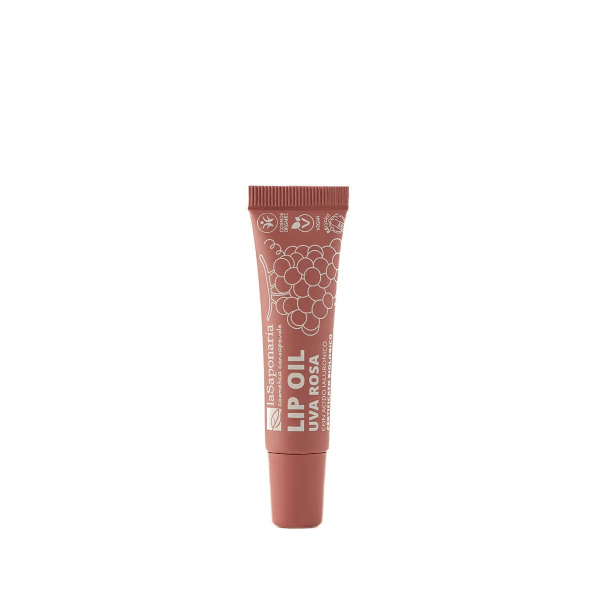 laSaponaria BIO tápláló ajakolaj rózsaszín szőlővel - Rosy Nude (12 ml) - fényes és mélyen táplált ajkakért