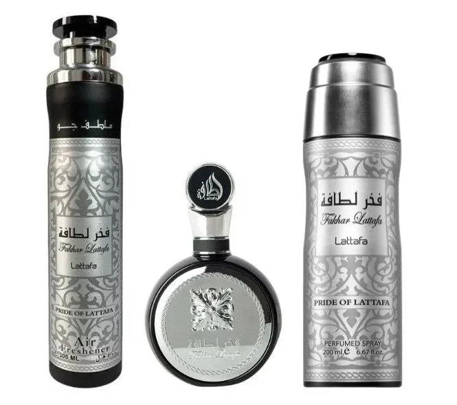 Fakhar Man ajándékszett - 100 ml + Parfümös spray 200 ml + Szobai légfrissítő parfümvíz 300 ml