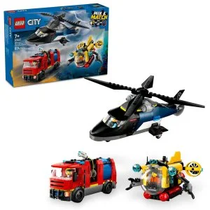 LEGO® City 60462 Remix: Helikopter, tűzoltóautó és tengeralattjáró