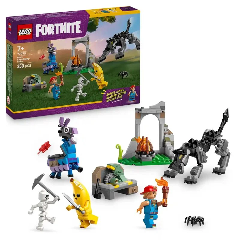 Fortnite® 77075 Peely és Sparkplug táborhelye