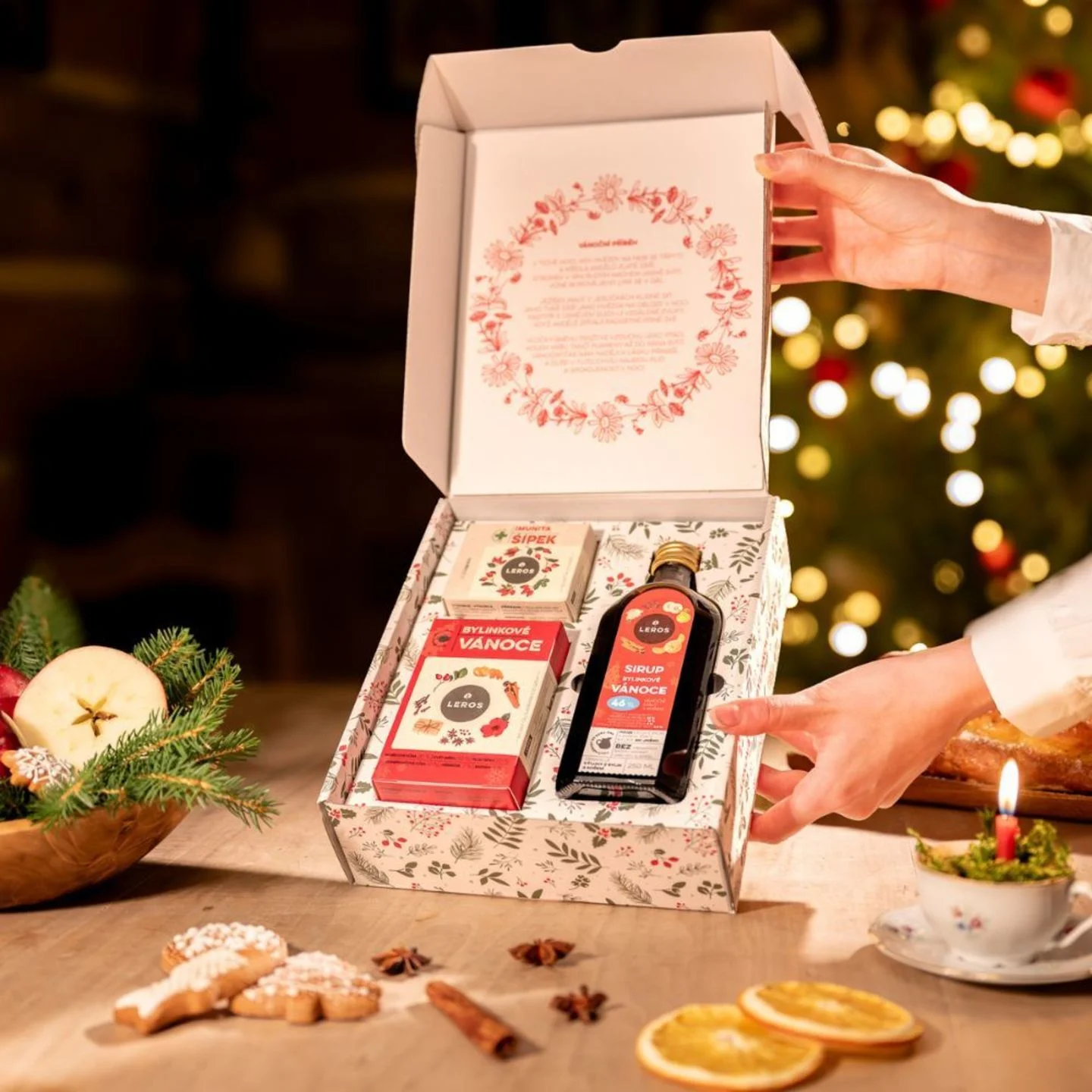 LEROS Ajándékcsomag (3 db) - Gyógynövényes karácsony - gyógynövényszirup és 2 féle tea