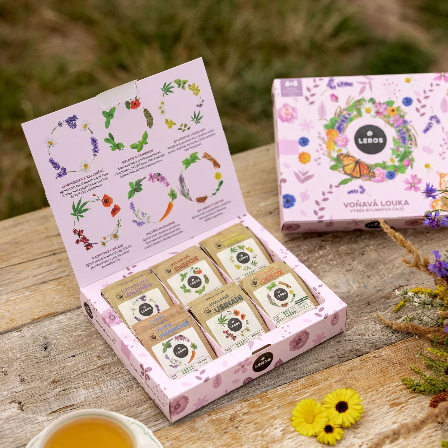 LEROS Illatos rét ajándék gyógynövénytea-válogatás - filteres teafilterek (6 x 5 db) - 6 gyógynövény-keverék