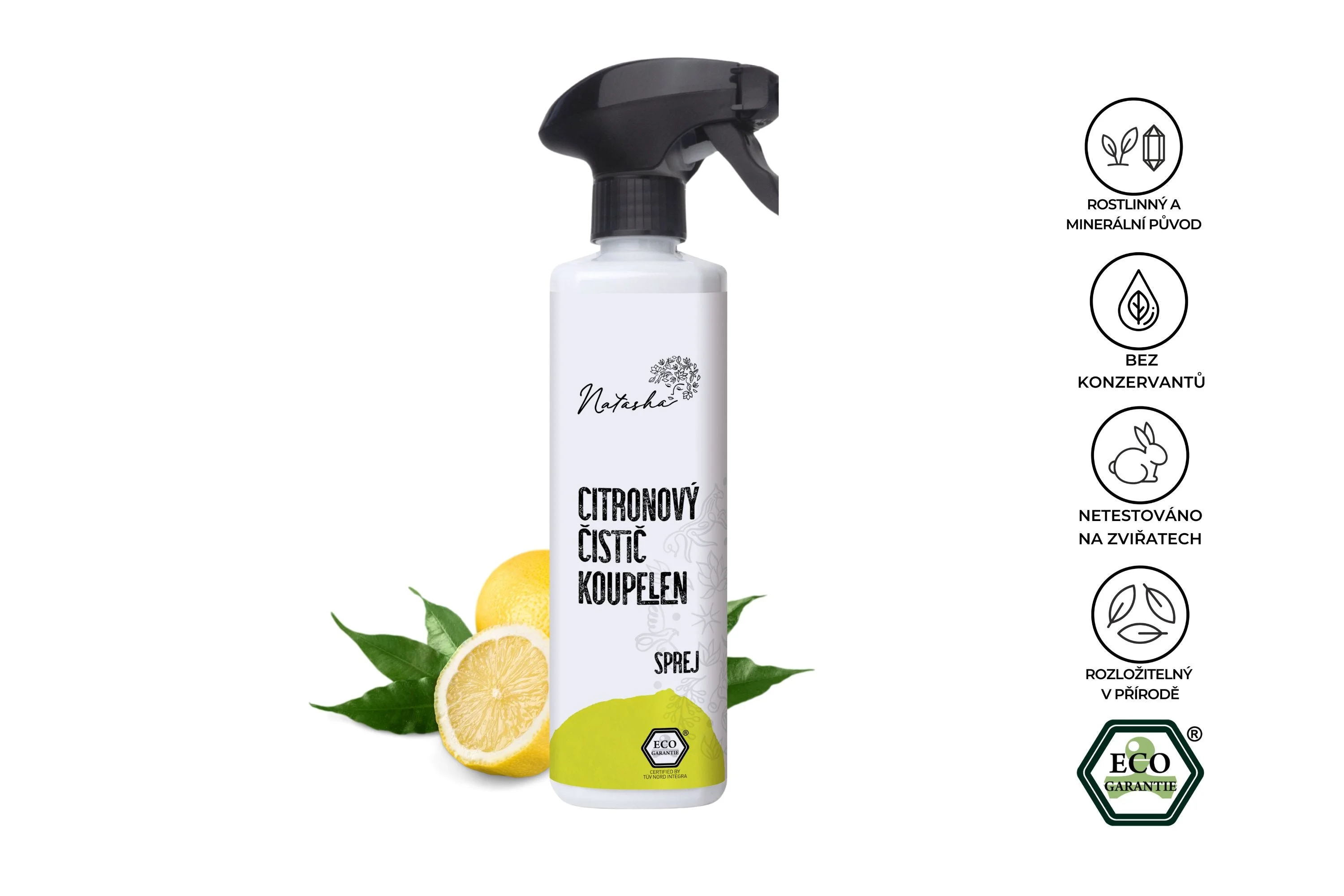 Natasha Citromos fürdőszobatisztító – spray (500 ml) – kemény vizű háztartások számára is megfelelő