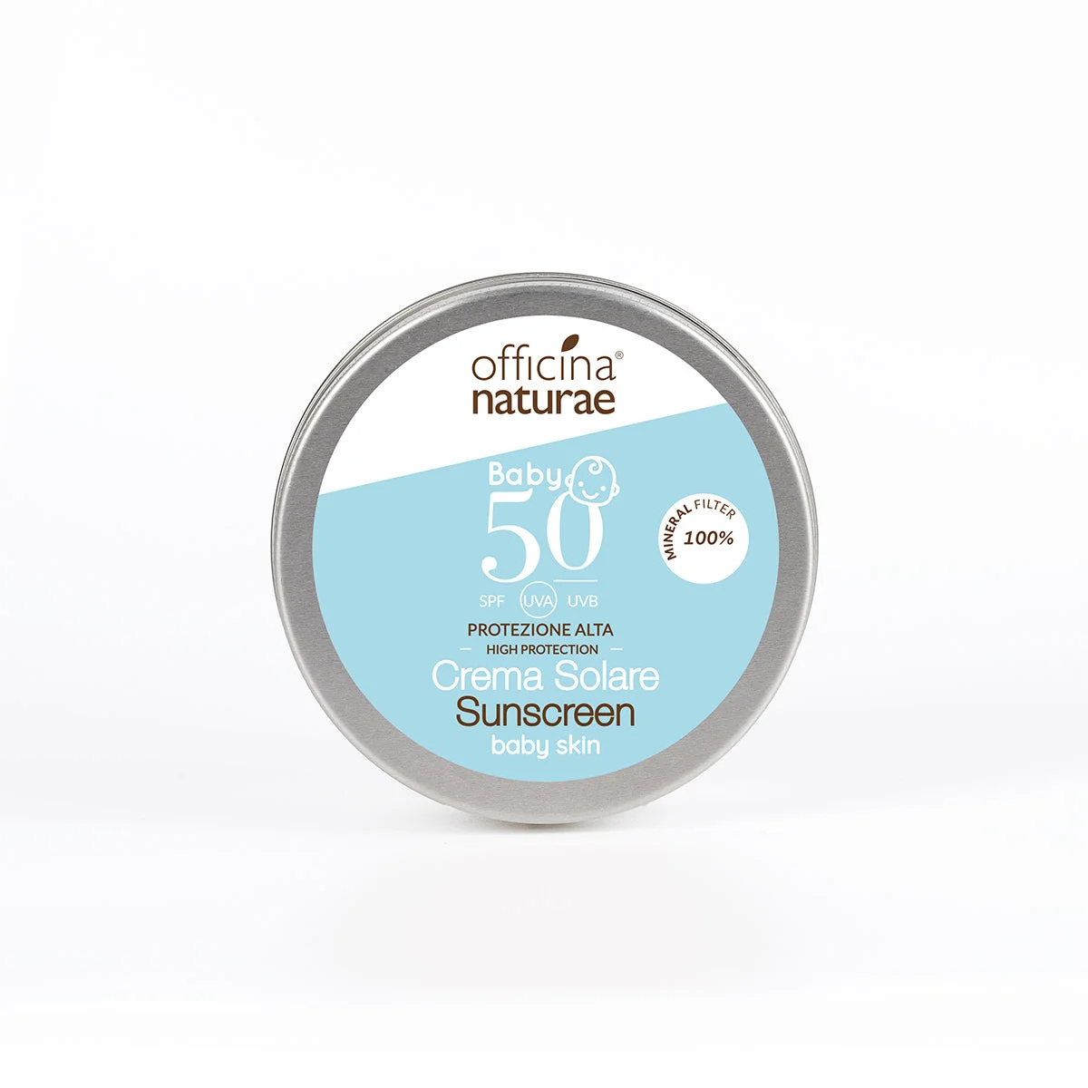 Officina Naturae Fényvédő krém gyermekeknek és érzékeny bőrre SPF 50, fém tégelyben (75 ml) - illatmentes