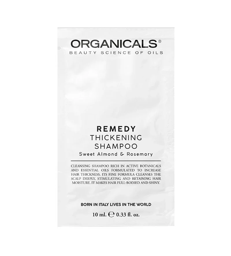 REMEDY Thickening Shampoo Sweet Almond & Rosemary erősítő sampon vékony szálú hajra 10 ml