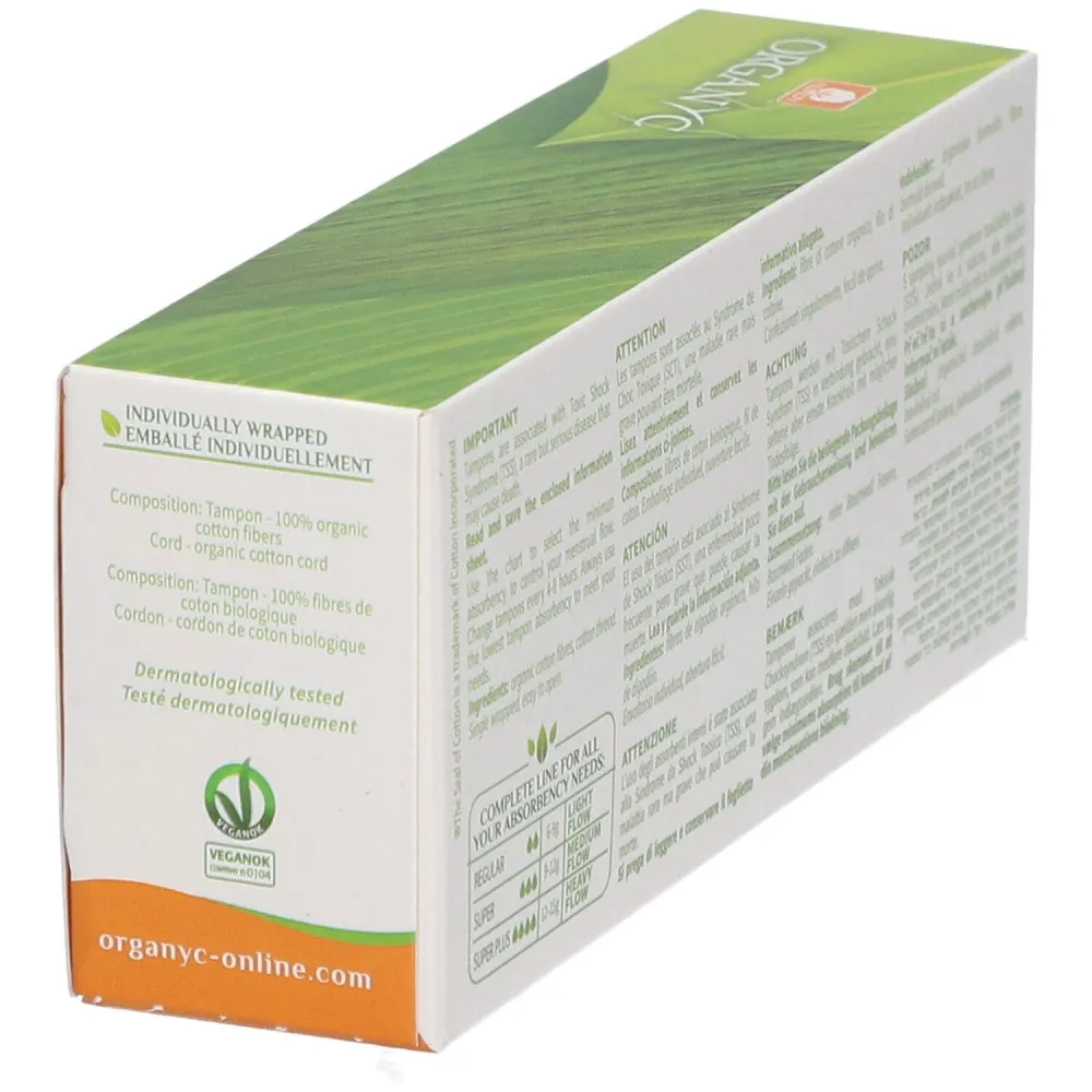 Organyc Super Plus tamponok (16 db) - 100% organikus pamut, 4 csepp