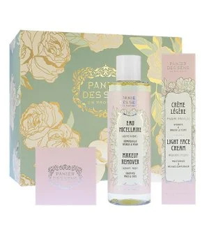 Panier Des Sens Radiant Peony ajándékszett könnyű arckrém 40 ml + tápláló arckrém 50 ml + micellás víz