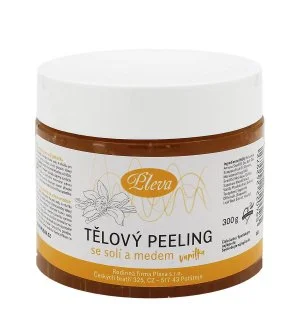 Pleva Exfoliáló testradír sóval és mézzel (vanília) 300 g