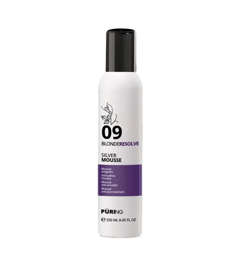09 BlondeResolve Silver Mousse kiöblítést nem igénylő semlegesítő hab szőke, ősz és szőkített hajra 250 ml