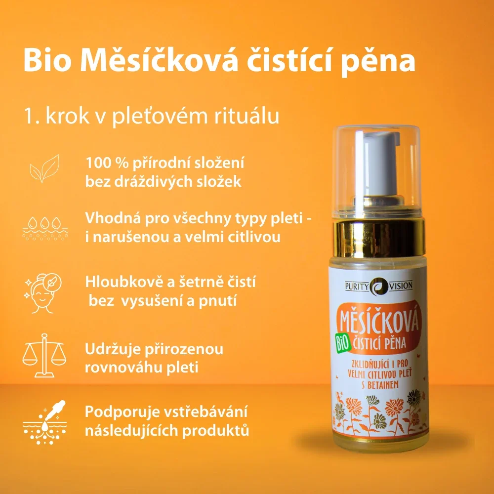 Purity Vision Körömvirágos tisztítóhab (90 ml) - nagyon érzékeny bőrre is