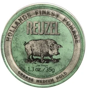 REUZEL Styling Green Pomade Grease Medium Hold közepes tartású és fényes hatású hajpomádé 35 g férfiaknak