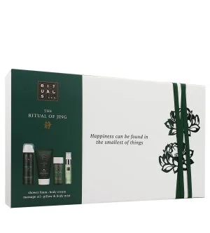 Rituals The Ritual of Jing ajándékszett tusfürdő 50 ml + testápoló krém 70 ml + masszázsolaj 50 ml + test- és párnapermet