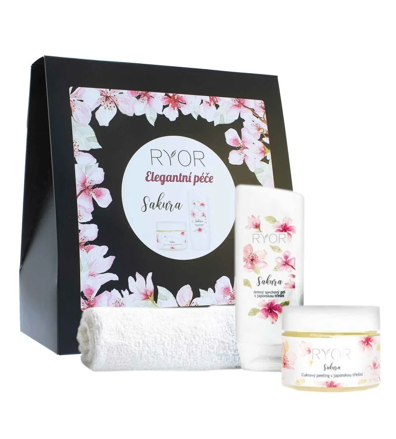 Sakura ajándékcsomag japán cseresznyés cukorradír 325 g + gyengéd japán cseresznyés tusfürdő 200 ml