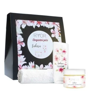 RYOR Sakura ajándékcsomag japán cseresznyés cukorradír 325 g + gyengéd japán cseresznyés tusfürdő
