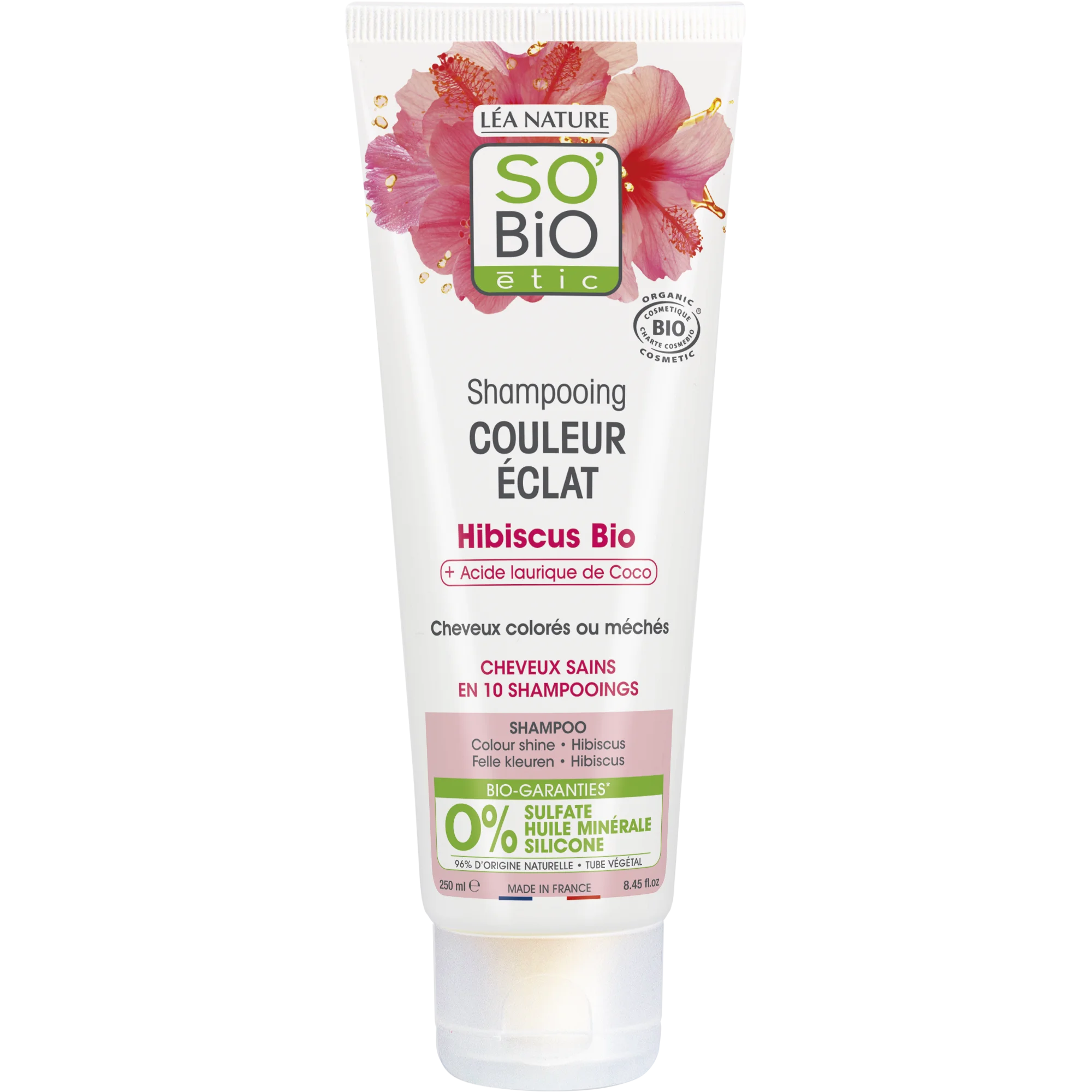 SO’BiO étic Sampon festett és melírozott hajra BIO hibiszkusszal (250 ml) - megőrzi a hajszín ragyogását