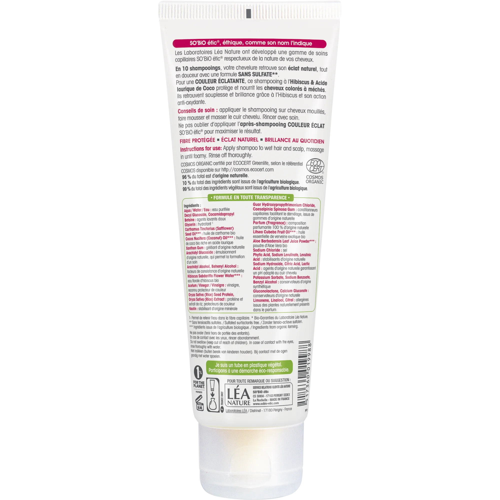 SO’BiO étic Sampon festett és melírozott hajra BIO hibiszkusszal (250 ml) - megőrzi a hajszín ragyogását