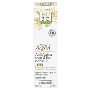 SO’BiO étic Anti-Age Precieux Argan BIO szem- és ajakkontúrkrém (15 ml) - ideális érett bőrre