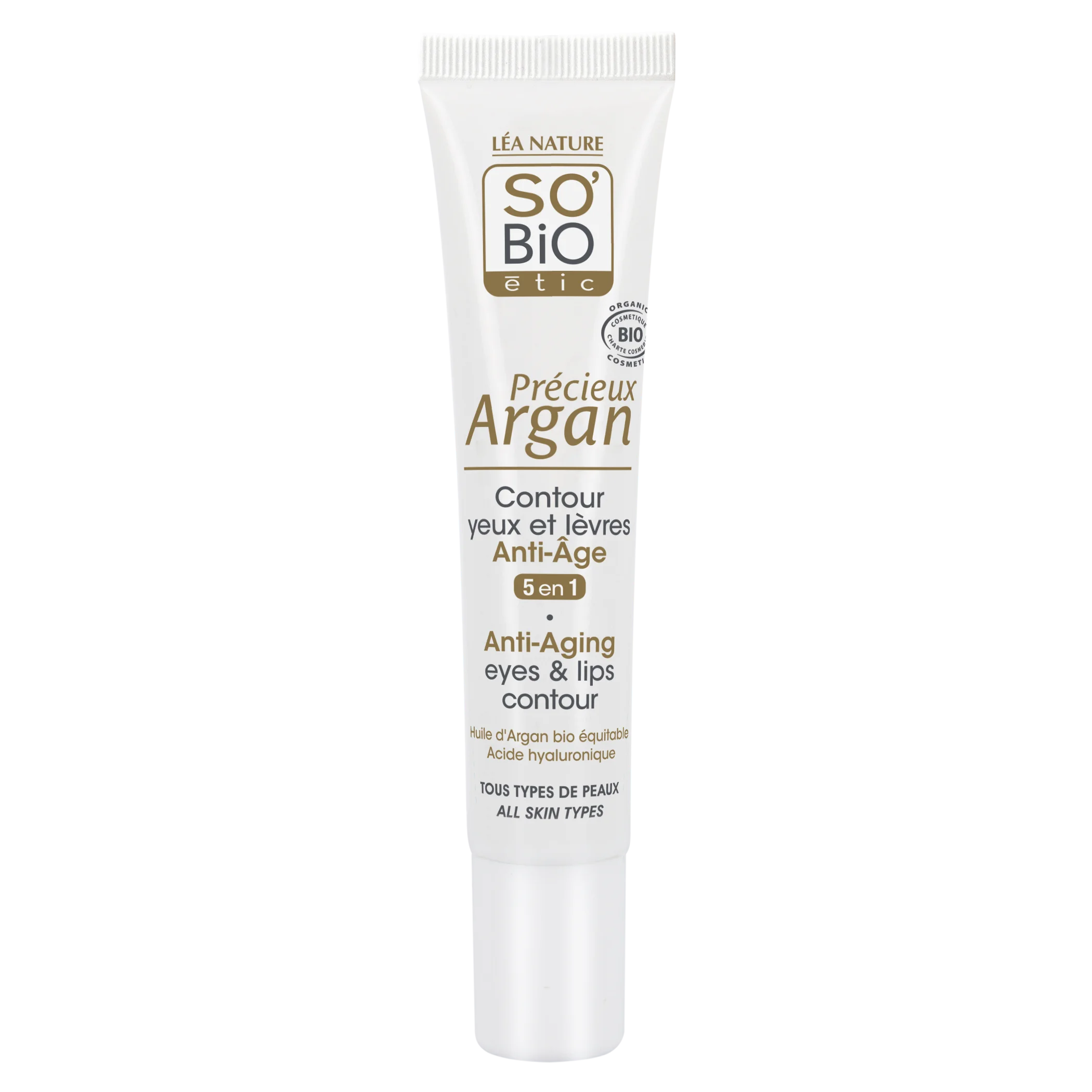SO’BiO étic Anti-Age Precieux Argan BIO szem- és ajakkontúrkrém (15 ml) - ideális érett bőrre