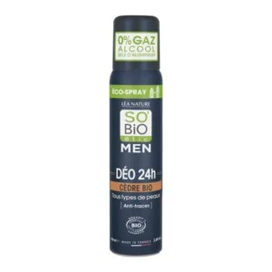 SO’BiO étic Természetes dezodor ECO SPRAY 24h MEN - BIO cédrus (100 ml) - akár 24 órán át hatékony