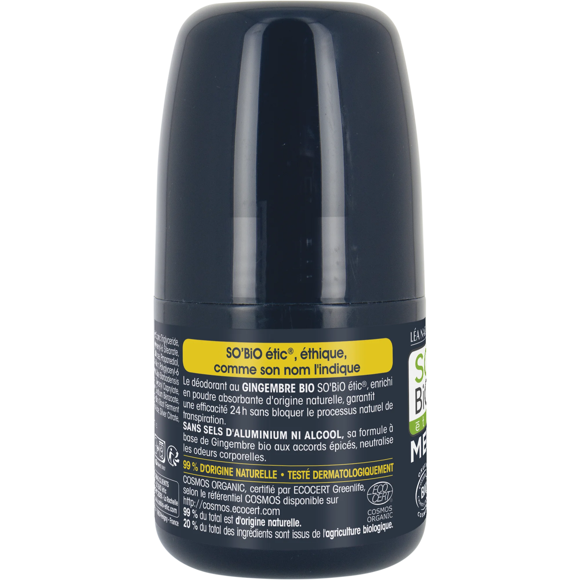 SO’BiO étic 24 órás MEN golyós dezodor - BIO gyömbér (50 ml) - akár 24 órán át hatékony