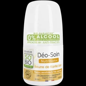 SO’BiO étic Roll-on dezodor 24h Nutrition+ BIO sheavajjal (50 ml) - akár 24 órán át hatékony