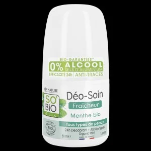 SO’BiO étic Roll-on dezodor 24h, frissítő BIO mentával (50 ml) - hatékony akár 24 órán át